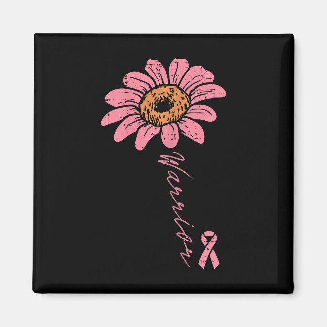 Sunflower Warrior Pink Ribbon Breast Cancer Awaren Magnet (Front)