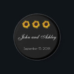 Sunflower Water Droplets Wedding Magnet<br><div class="desc">Single sunflower with water droplets photographs with black cover designed for a sunflower themed wedding. Photography of the close-up sunflower with water droplets is by Lori A Cash Conservation Photography,  LLC (loriacash.com). Ideal for a fall,  floral and sunflower themed wedding.
Perfect for sunflower lovers.</div>