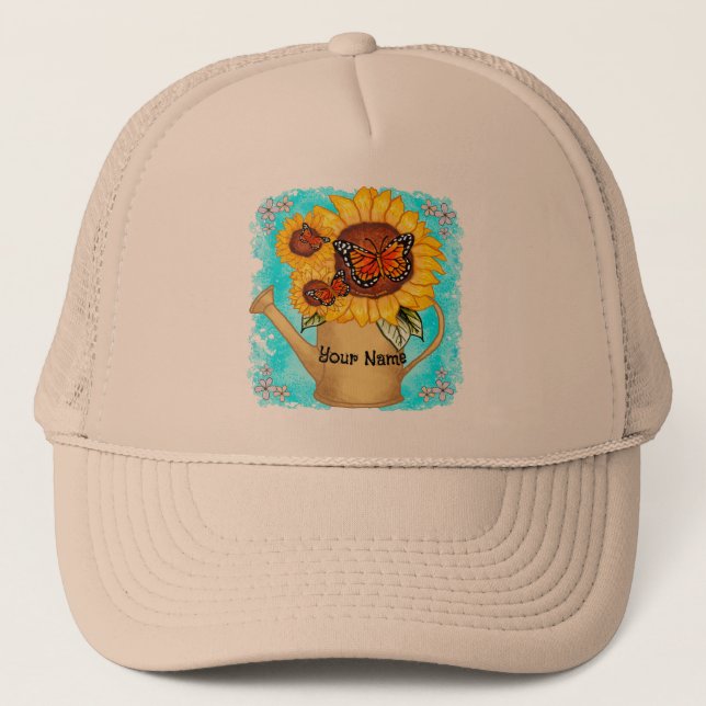 Sunflower Watercan Trucker Hat (Front)