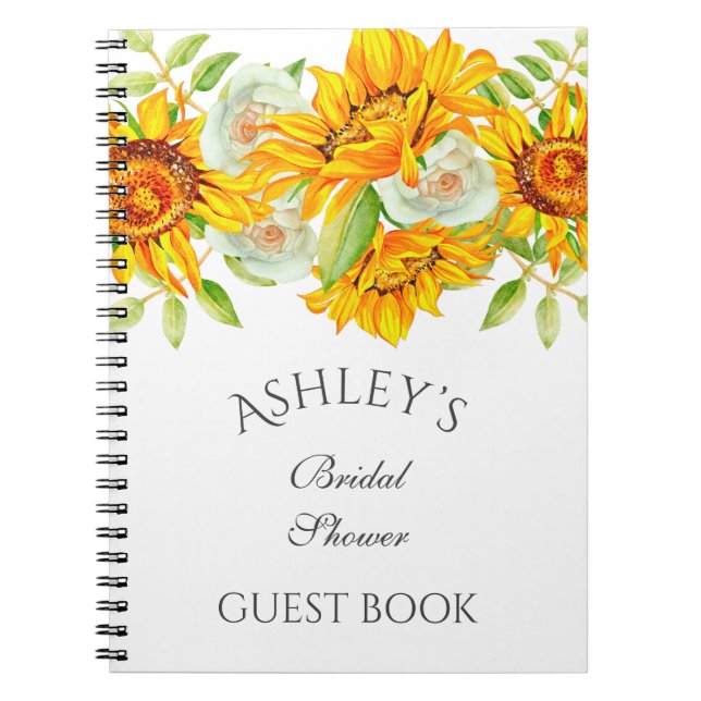 Sunflower Watercolo Floral Personalised Guest Book (Front)