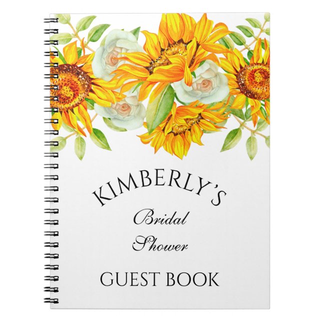 Sunflower Watercolo Floral Personalised Guest Book (Front)