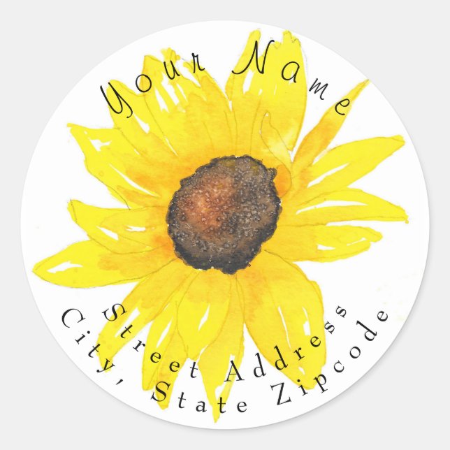 Sunflower Watercolor Address Label (Front)