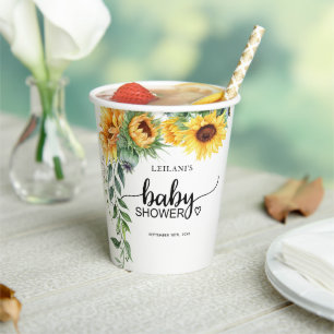 Sunflower Watercolor Baby Shower Paper Cups