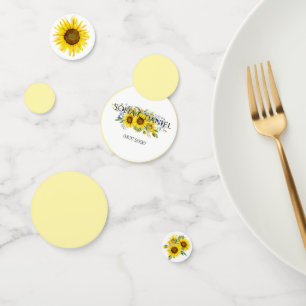 Sunflower watercolor blue wildflower wedding confetti