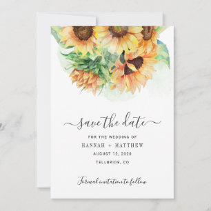 Sunflower Watercolor Blush Rustic Wedding Save The Date