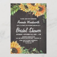 Sunflower Watercolor Bridal Shower Invitations