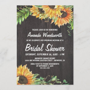 Sunflower Watercolor Bridal Shower Invitations