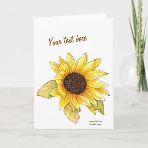 Sunflower watercolor customizable greeting card