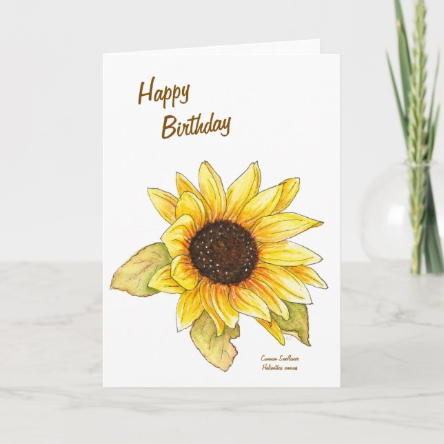 Sunflower watercolor customizable greeting card (Front)