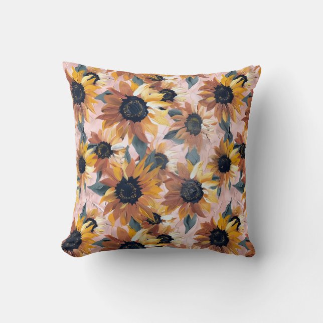 Sunflower Watercolor Design Cushion (Front)