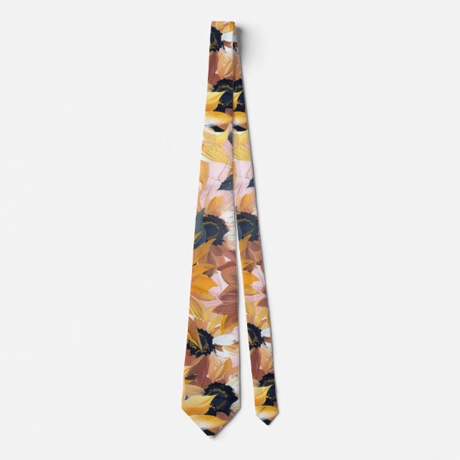 Sunflower Watercolor Design Tie (Front)