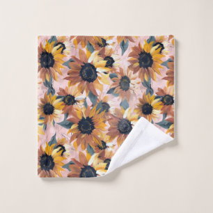 Sunflower Watercolor Design Wash Cloth