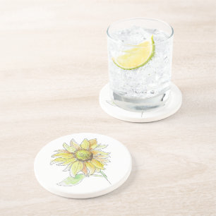 Sunflower Watercolor Fall Coaster