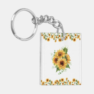 Sunflower Watercolor – Floral Graphic Key Ring
