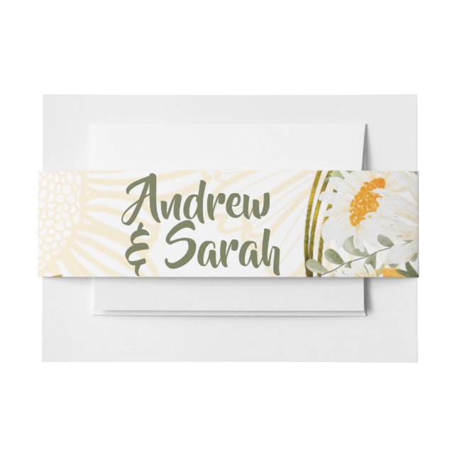 Sunflower Watercolor Floral  Invitation Belly Band (Front Example)
