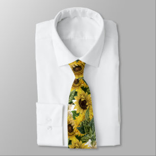Sunflower Watercolor Floral Neck Tie
