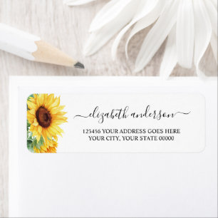 Sunflower Watercolor Floral Return Address