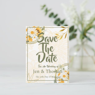 Sunflower Watercolor Floral Save the Date Postcard