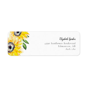 Sunflower Watercolor Floral Script Elegant Yellow