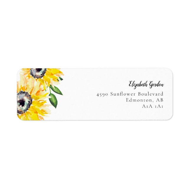 Sunflower Watercolor Floral Script Elegant Yellow  (Front)