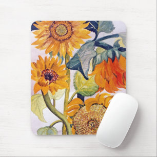 Sunflower Watercolor Flower Art Mouse Mat