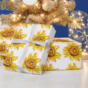 Sunflower Watercolor Flowers  Wrapping Paper