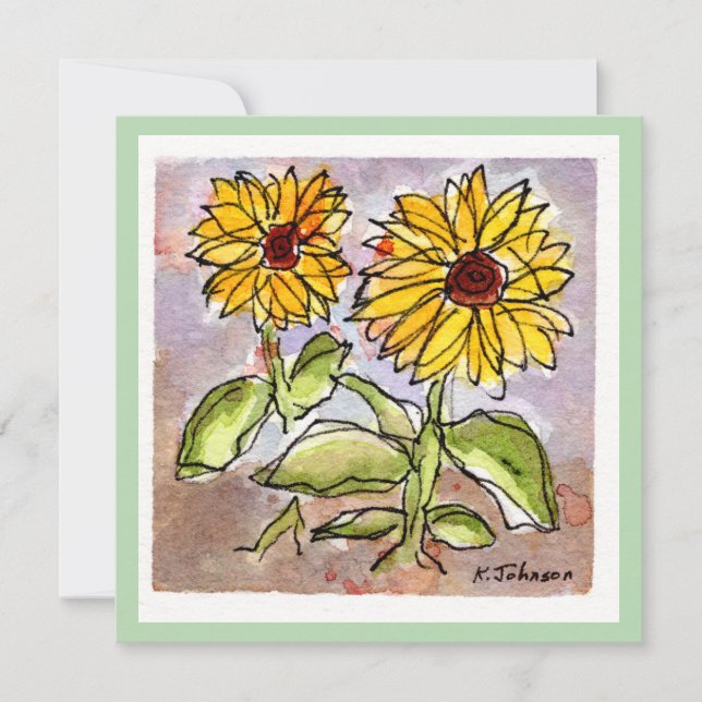 Sunflower Watercolor Greeting Card (Front)
