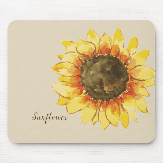 Sunflower Watercolor Mouse Mat (Front)