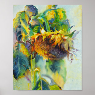 Sunflower watercolor painting poster
