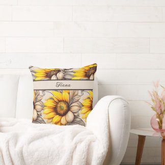 Sunflower watercolor pattern cushion