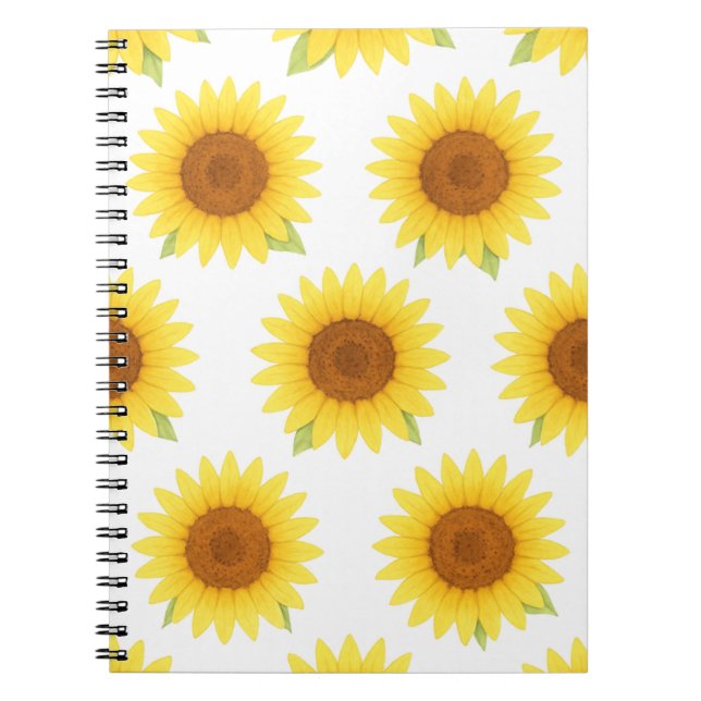 Sunflower Watercolor Pattern  Notebook (Front)