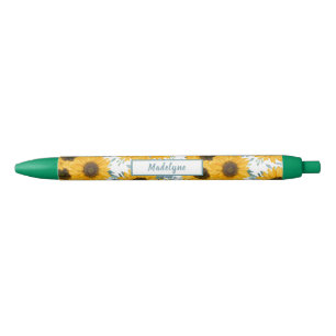 Sunflower Watercolor Pattern Personalised pen