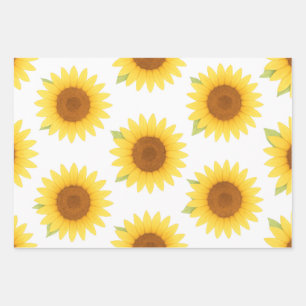Sunflower Watercolor Pattern Wrapping Paper Sheet