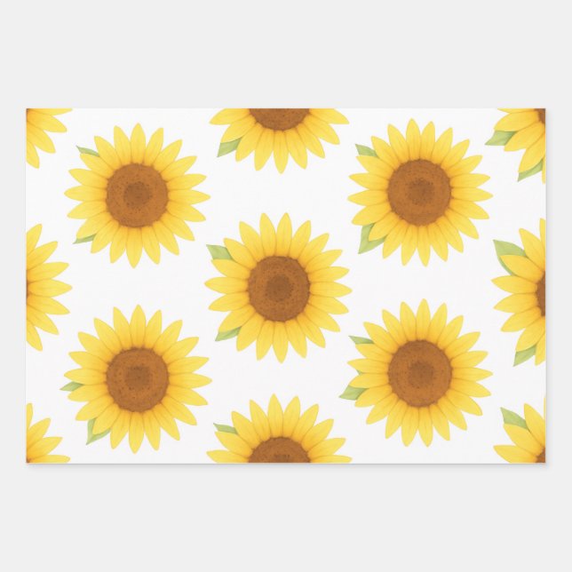 Sunflower Watercolor Pattern  Wrapping Paper Sheet (Front)