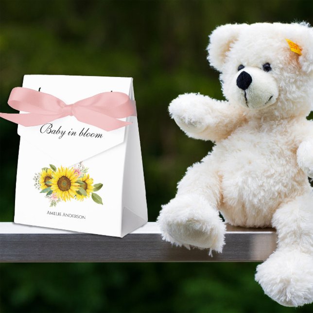Sunflower Watercolor Pink Floral Baby Shower  Favour Box (Creator Uploaded)