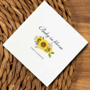 Sunflower Watercolor Pink Floral Baby Shower  Napkin