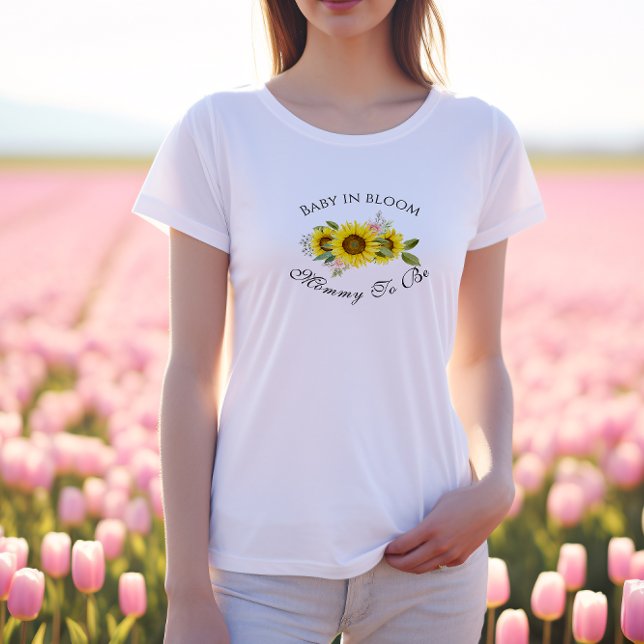 Sunflower Watercolor Pink Floral Baby Shower T-Shirt (Creator Uploaded)