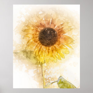Sunflower Watercolor Poster