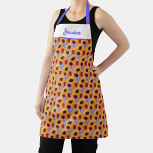 Sunflower Watercolor Retro Floral Personalised Apron
