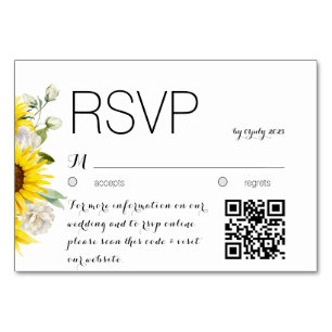 Sunflower watercolor rose QR wedding response card