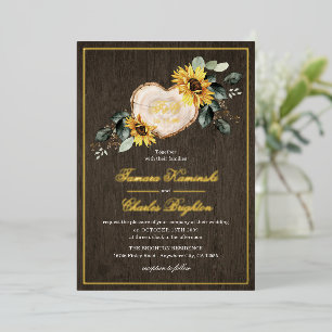 Sunflower Watercolor Rustic Heart Wedding