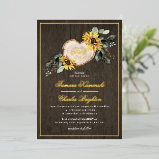 Sunflower Watercolor Rustic Heart Wedding