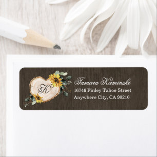 Sunflower Watercolor Rustic Heart Wedding Address