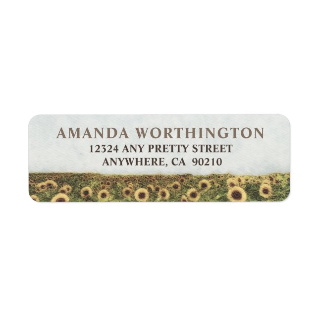 Sunflower Watercolor Rustic Wedding Address Labels (Front)