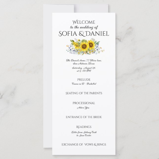 Sunflower watercolor  rustic wedding Flat Card (Front)