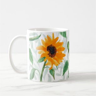 Sunflower watercolor, seamless summer pattern. coffee mug