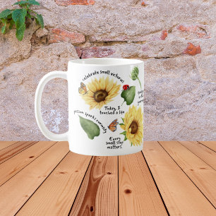 Sunflower Watercolor Self Care Gift with Positive Coffee Mug