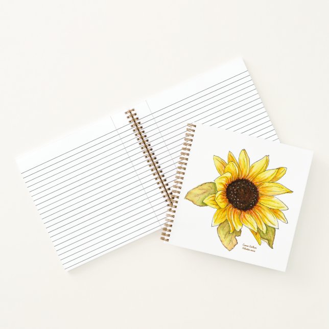 Sunflower watercolor spiral lined notebook (Inside)