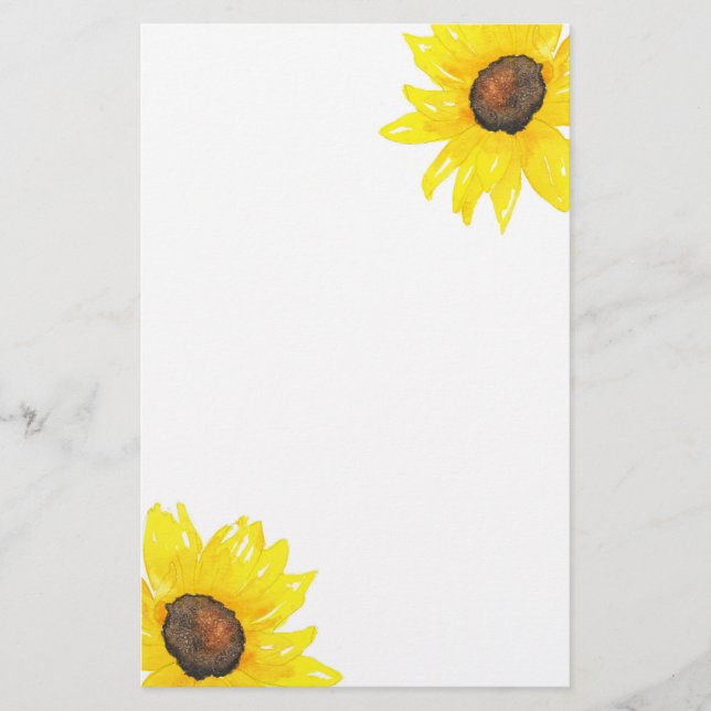 Sunflower Watercolor Stationery (Front)