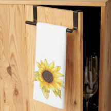 Sunflower watercolor tea towel kitchen towel